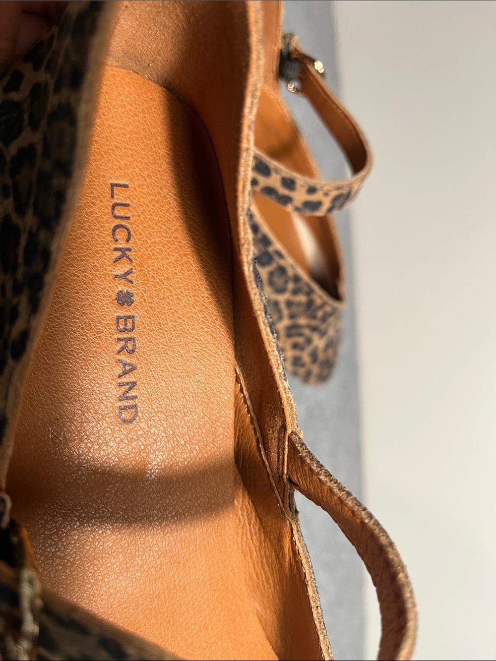 Lucky Brand Leopard Print Mary Jane Flats - Tan & Black - Picture 5 of 5
